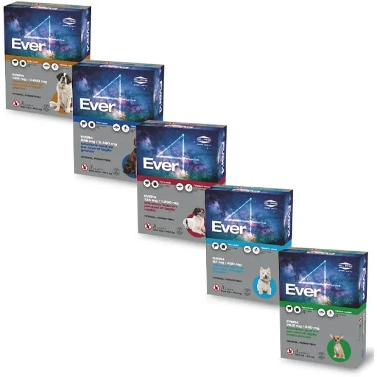 Alfamed s.a. Ever4 Spot-On per Cani 4 Pipette - XS 1,5 - 4 Kg