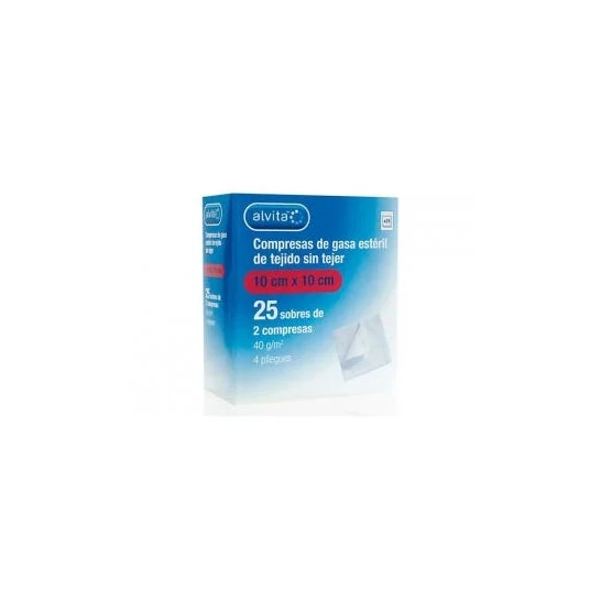 Alvita Sterile Gauze Non-Woven Compresses 10 Cm X 10 Cm 25 Buste (2 U/Fogli)