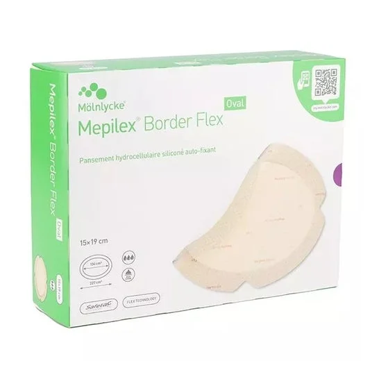 Mepilex Border Flex Oval Apósito Adhes Estér Sili 15x19cm 16uds