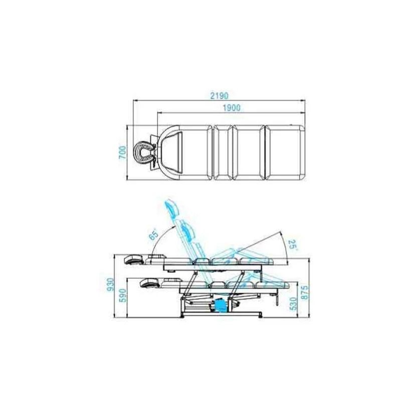 Letto Elettrico Massaggio Azzurro 693A 1 Pot. Bianco