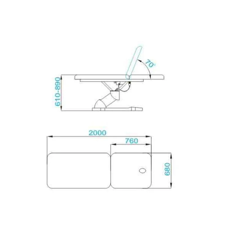 Letto Elettrico Per Massaggio Azzurro 808 2 Pot. Bianco