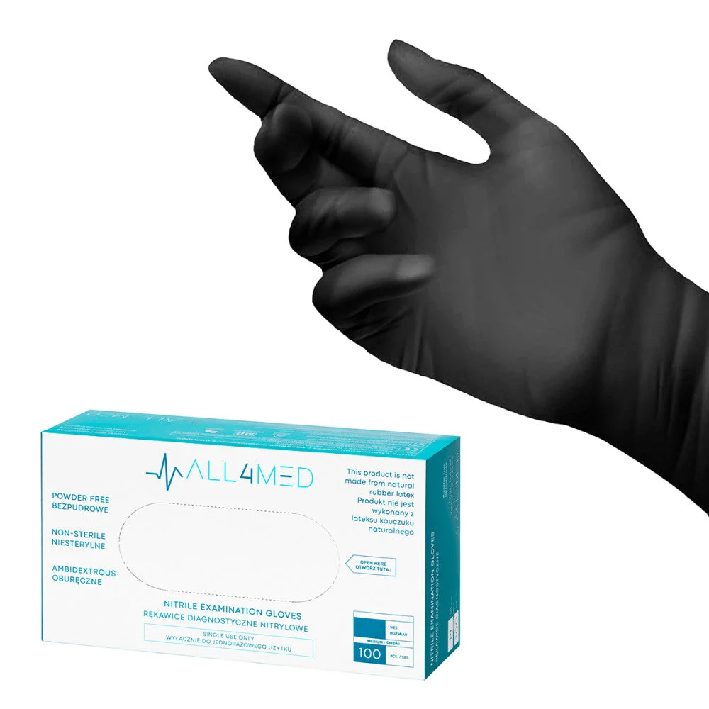 Guanti Monouso Diagnostici In Nitrile All4Med Nero L