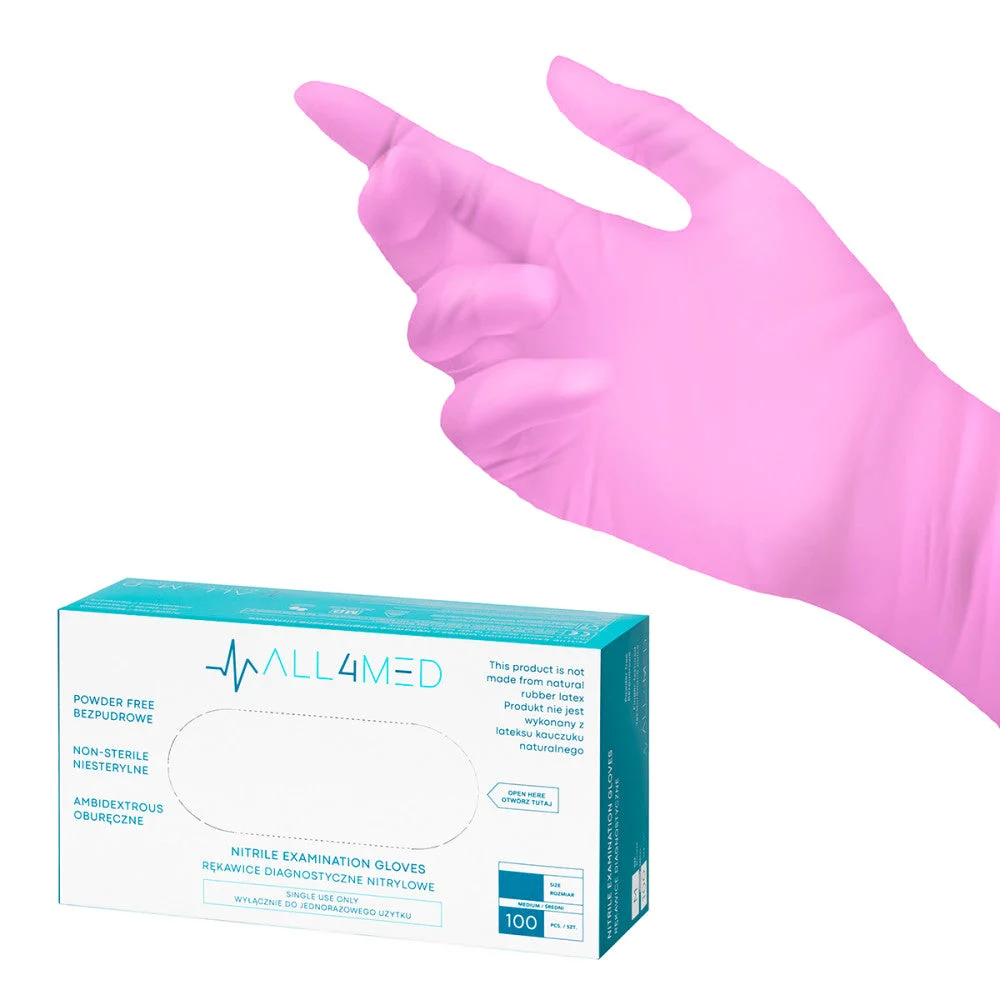 Guanti Monouso Diagnostici In Nitrile All4Med Rosa P