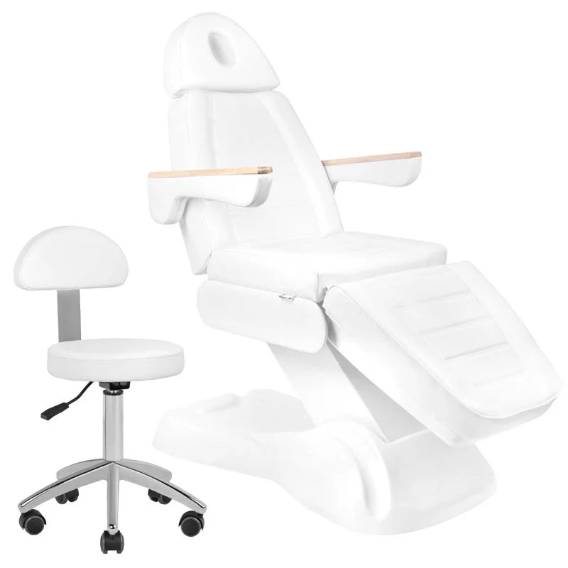 Sedia Cosmetica Elettrica Lux 273B + Sgabello 304 Bianca