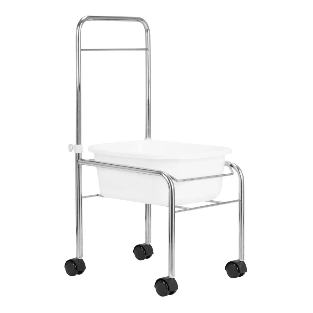Vassoio per pedicure su ruote, cromato