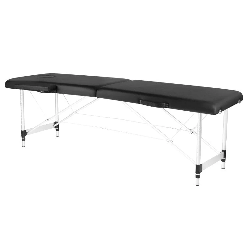 Lettino Da Massaggio Pieghevole, Alluminio, Comfort, 2 Segmenti Neri