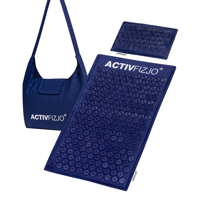 Activfizjo Tappetino Per Digitopressione Premium Blu Navy Con Cuscino