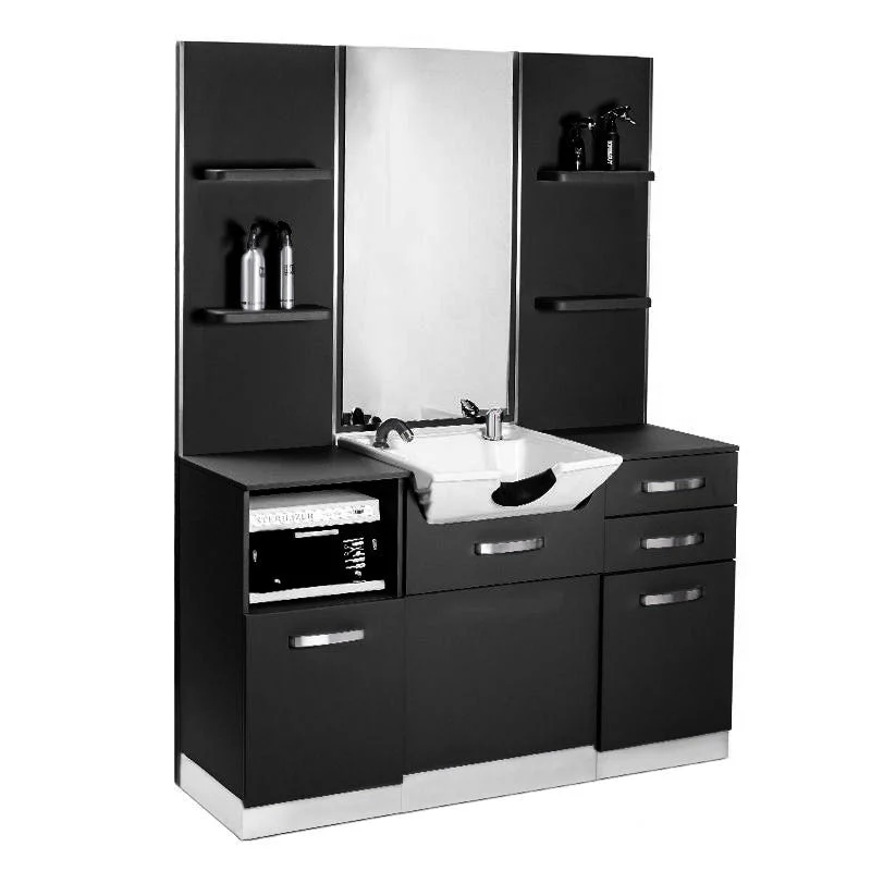 Consolle da barbiere Gabbiano b085 con lavabo nero