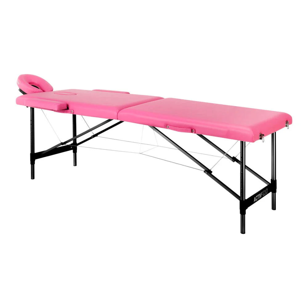 Lettino Da Massaggio Pieghevole In Alluminio Activ Fizjo Comfort 2 Segmenti Rosa Nero In Alluminio