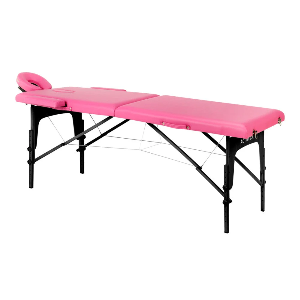 Lettino Da Massaggio Pieghevole In Legno Activ Fizjo Comfort 2 Segmenti In Legno Rosa Nero