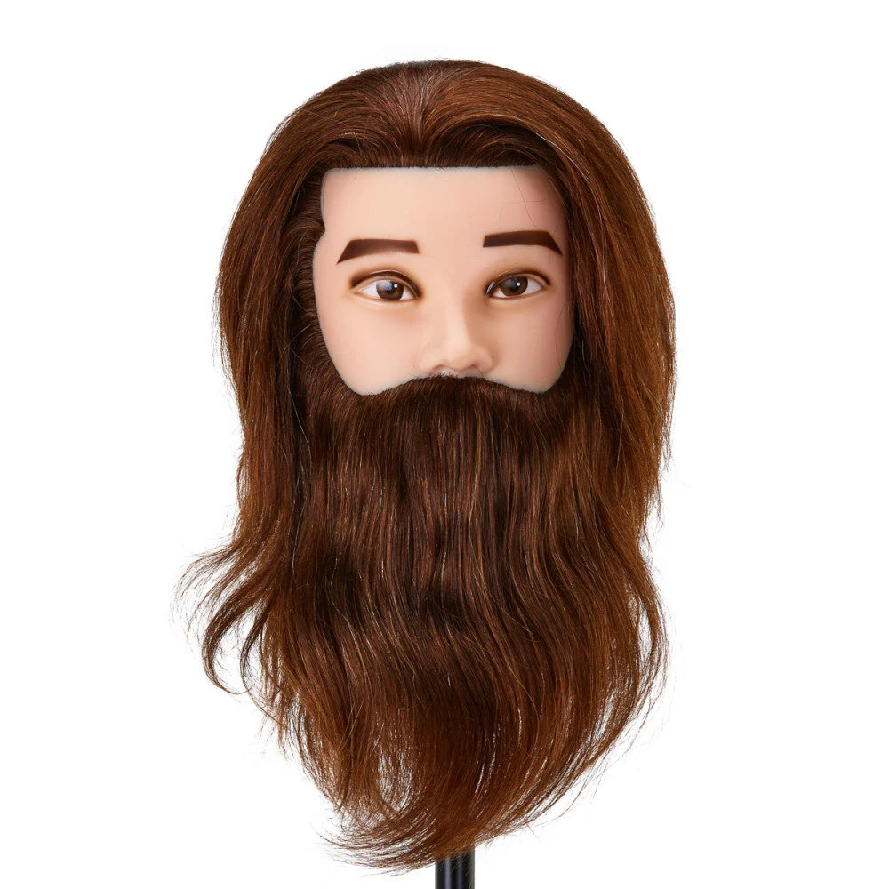 Gabbiano Wz4 Testa Formazione Con Barba, Capelli Naturali, Colore 4#, Lunghezza 8"+6"
