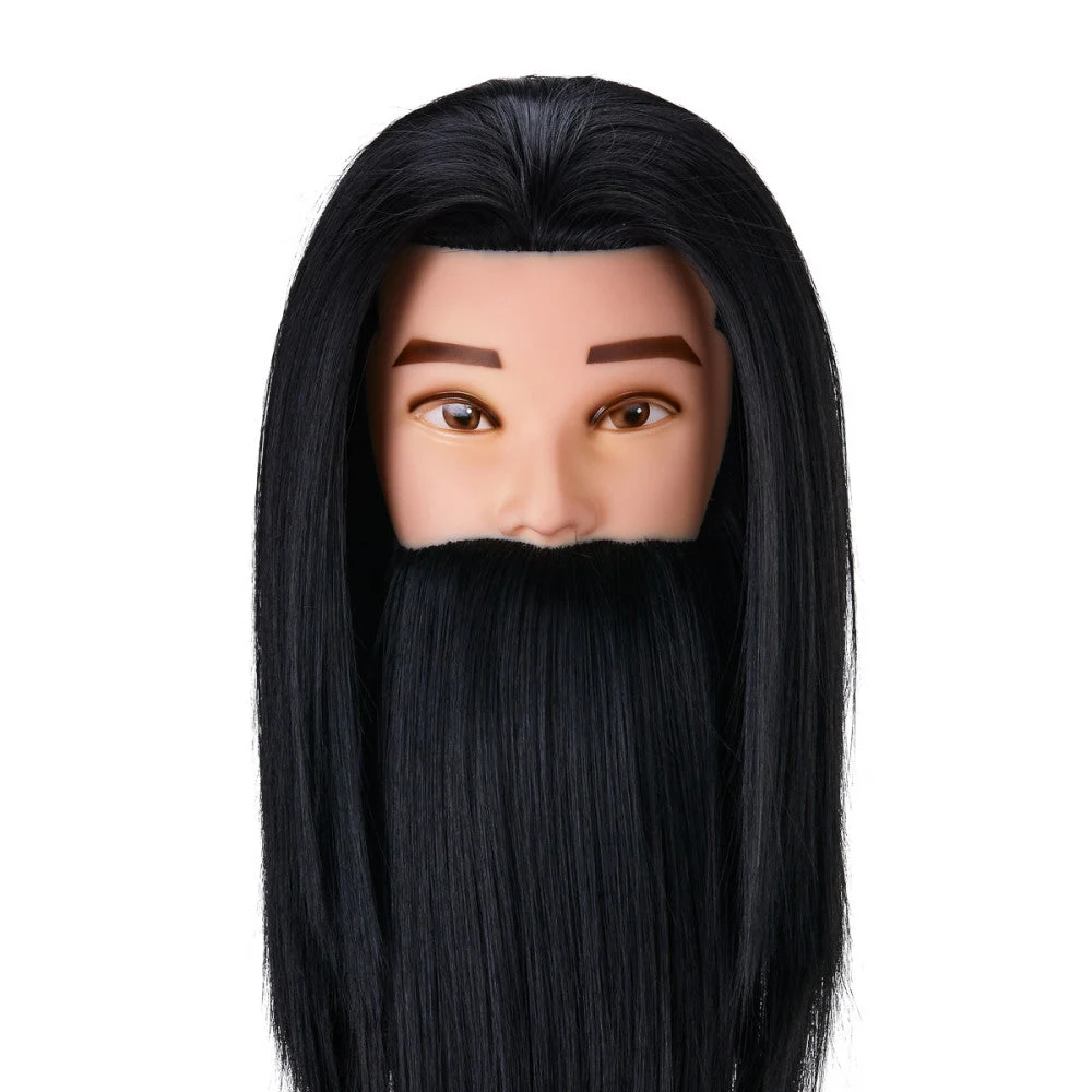 Gabbiano Wz4 Testa Formazione Con Barba, Capelli Sintetici, Colore 1#, Lunghezza 8"+6"
