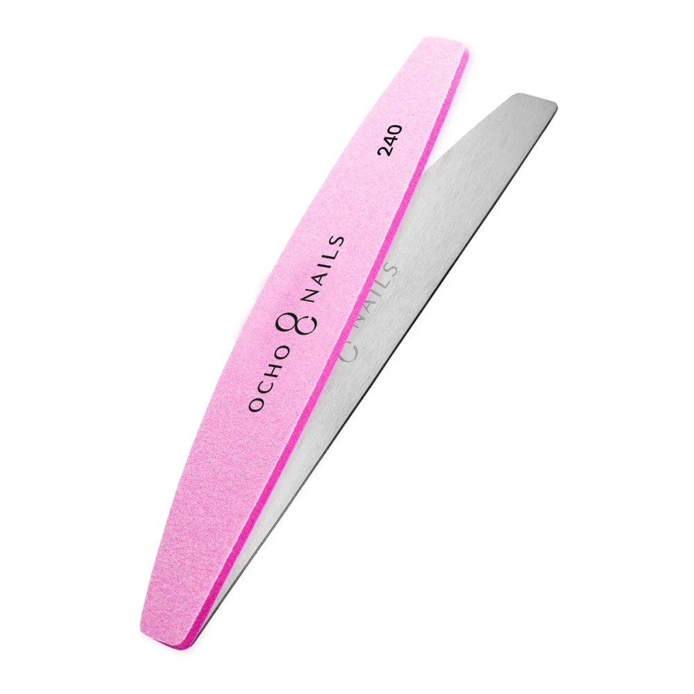 Lima Con Anima In Metallo A Mezzaluna Ocho Nails + Lucidatrici 240 10 Pezzi