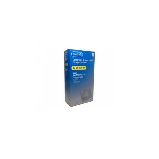 Alvita Sterile Gauze Non-Woven Compresses 10 Cm X 20 Cm 25 Buste (2 U/Fogli)