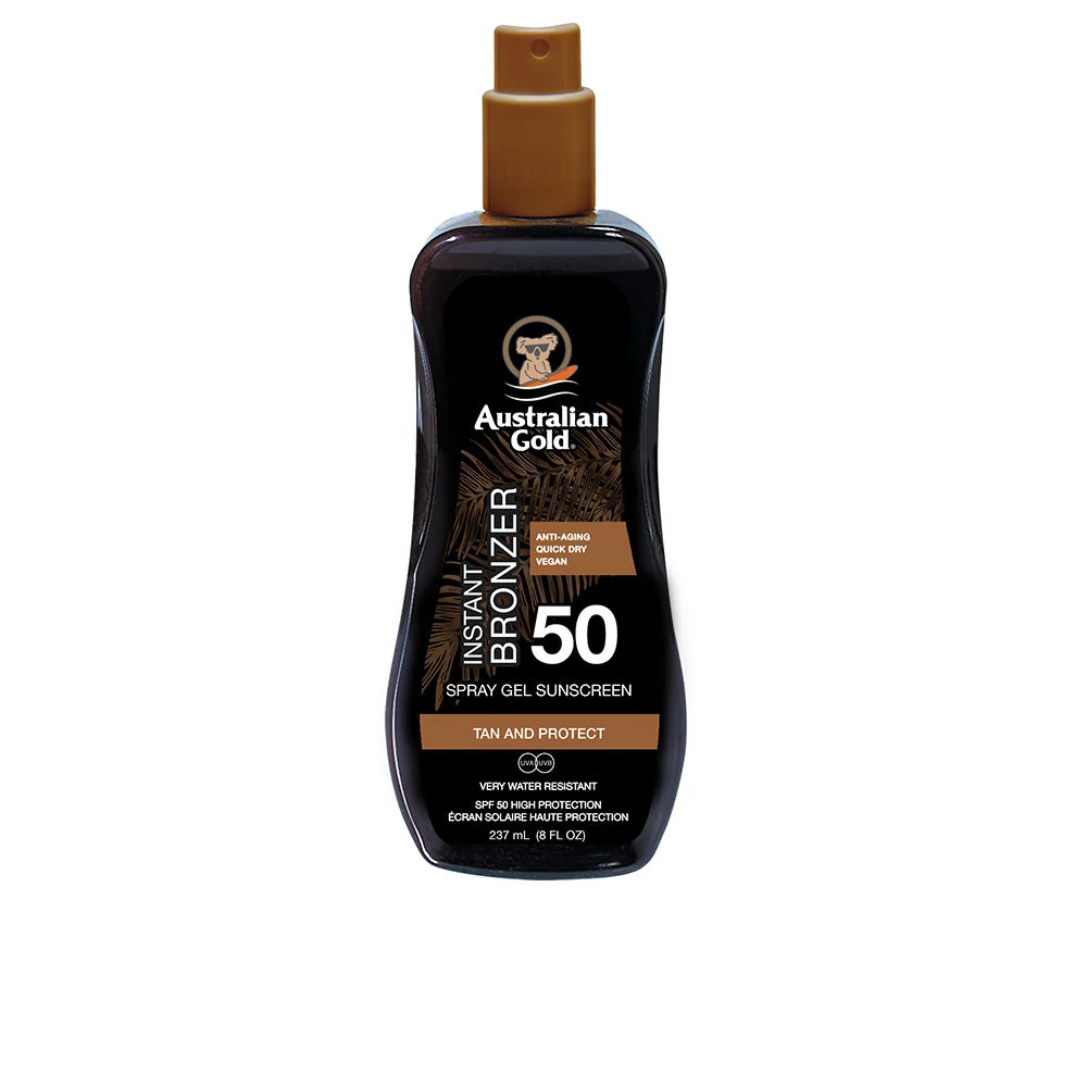 Gel spray con protezione solare SPF50 e abbronzante istantaneo