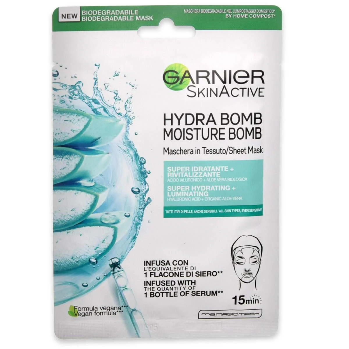 Maschera attiva Garnier skin in tessuto aloe