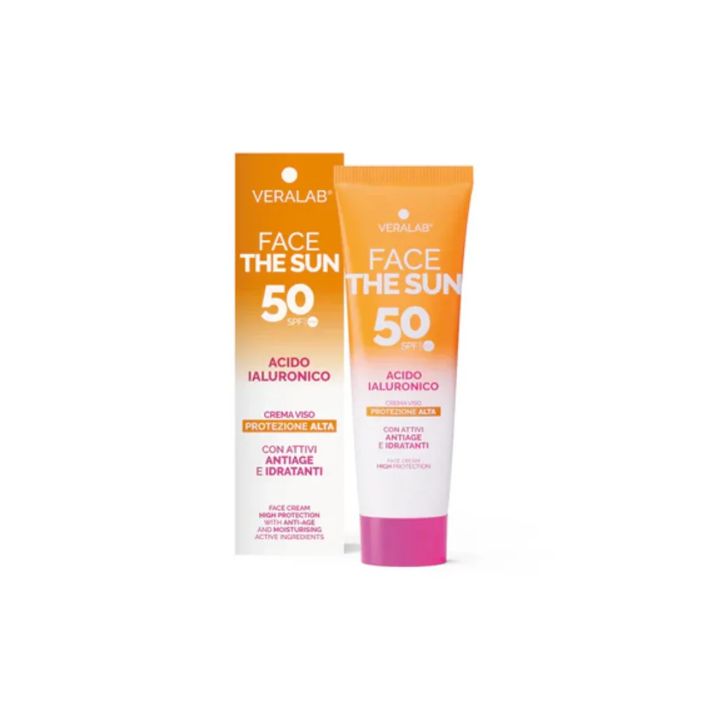 Veralab Face The Sun Crema Viso Protezione Alta Acido Ialuronico Spf 50 50 Ml