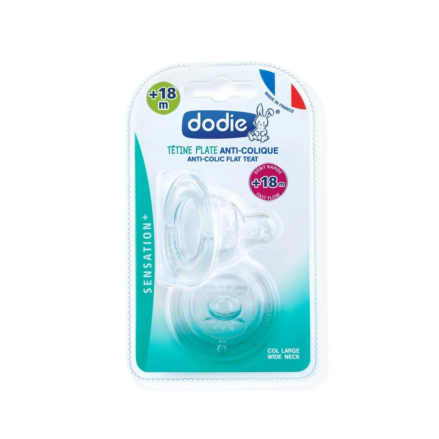 Dodie Sensation+ Tettarelle Piatte Collo Largo In Silicone Veloce +18 Mesi