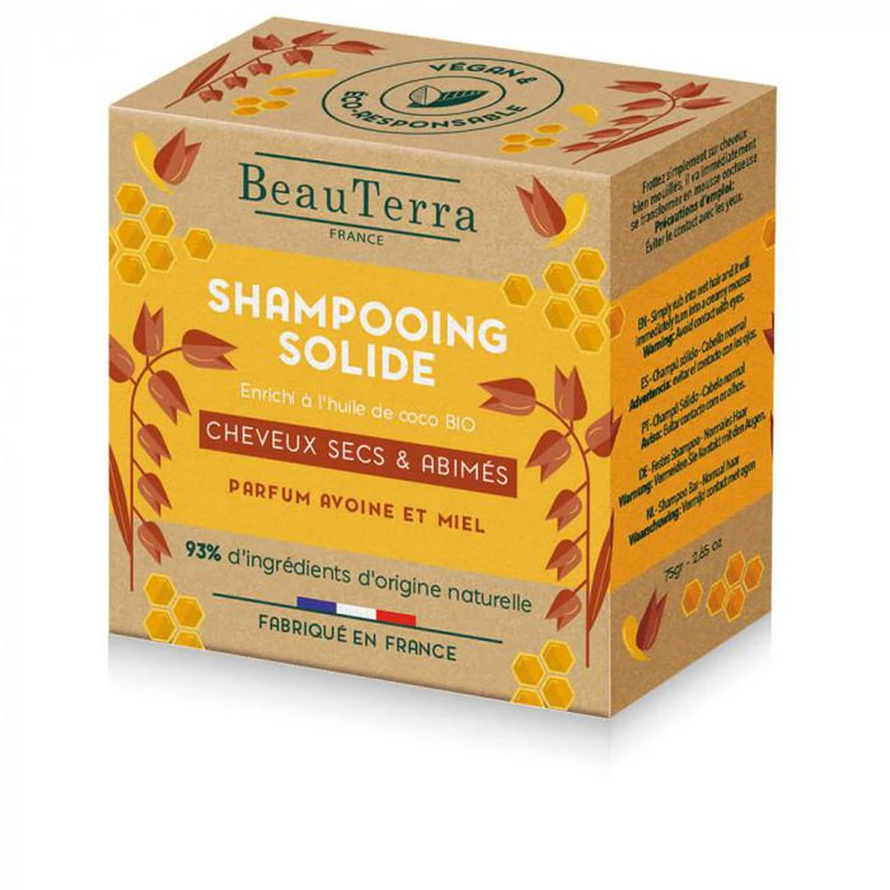Beauterra shampoo solido De Avena y Miel 75 g