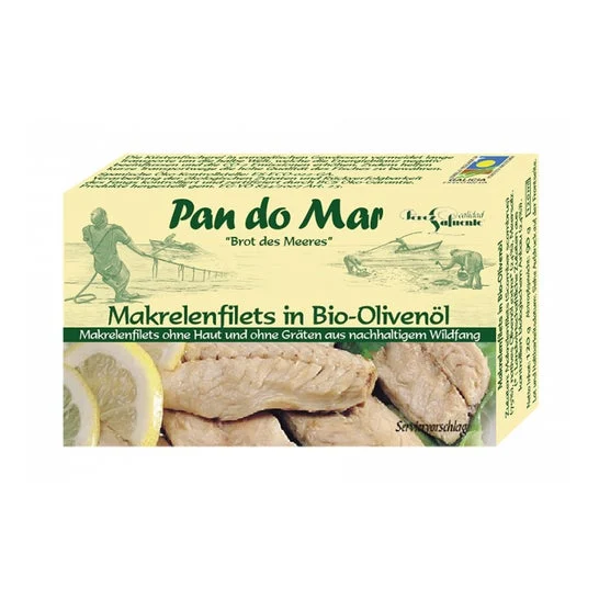 Pan Do Mar Filetti di sgombro all'olio d'oliva Bio Tin 120g