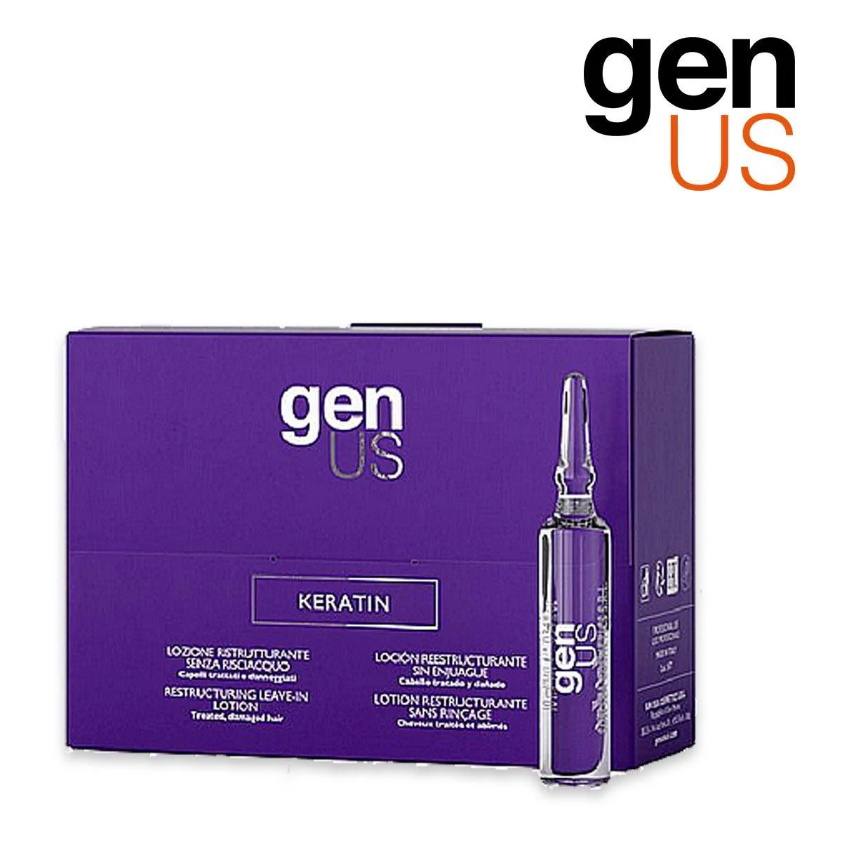 Lozione senza risciacquo ristrutturante alla cheratina Genus 12x10ml