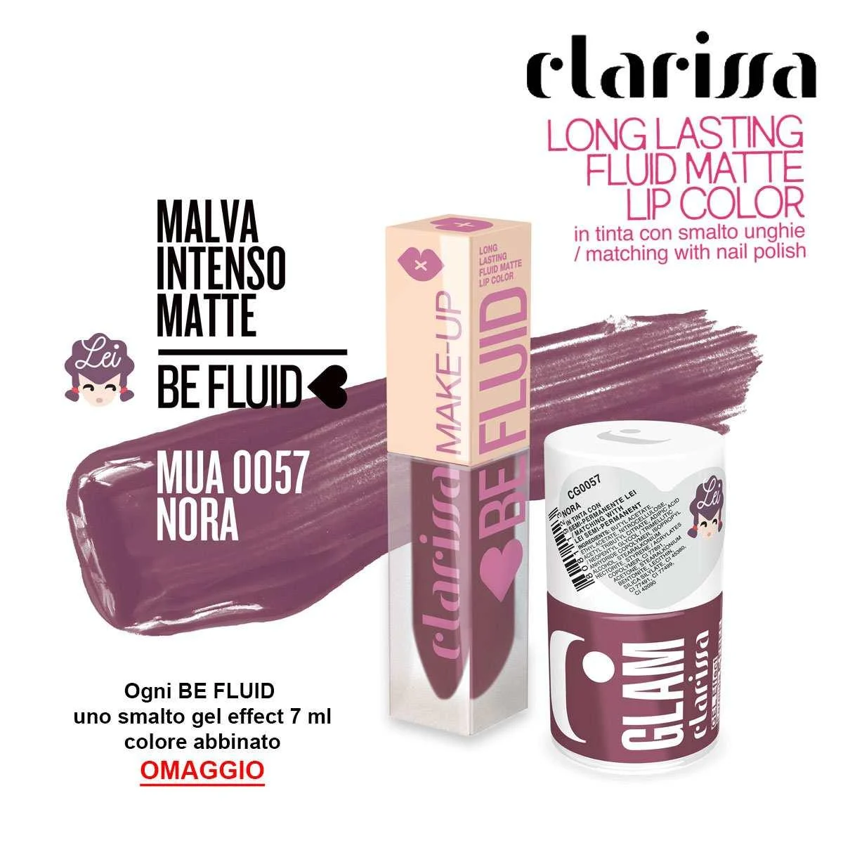 Be fluid Tinta labbra nora malva intenso matte 4 ml