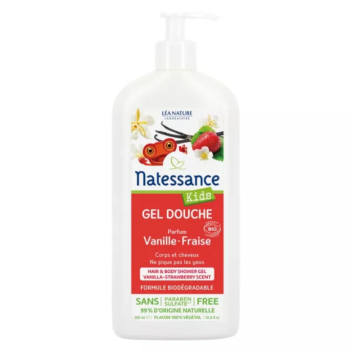 Natessance bambini Gel Doccia Vaniglia Fragola Bio 500ml