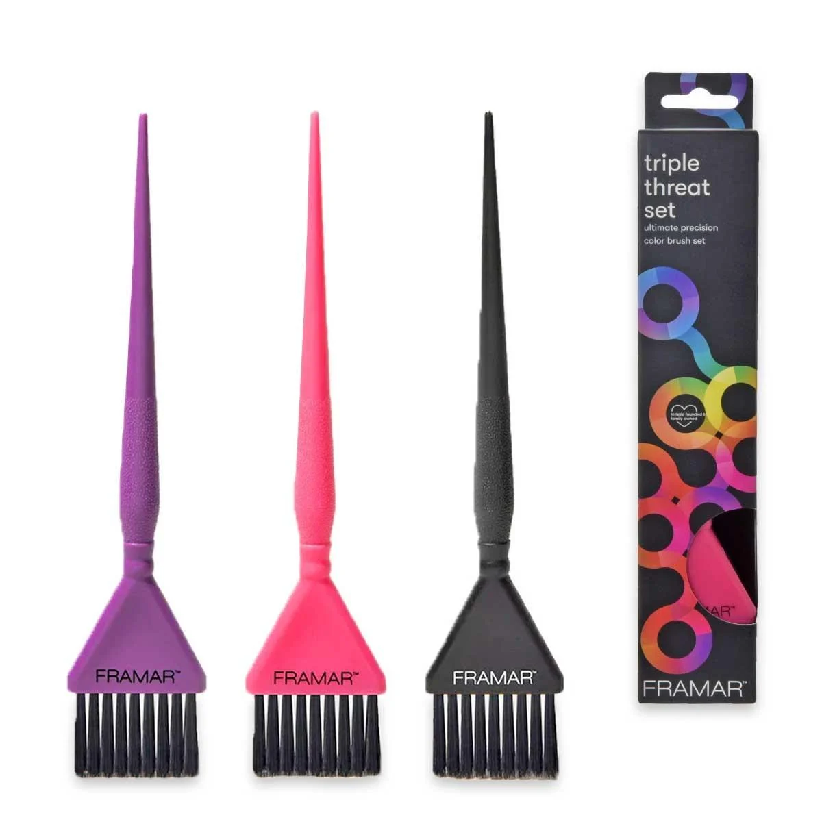 Set di pennelli colorati Framar Triple Threat 3p