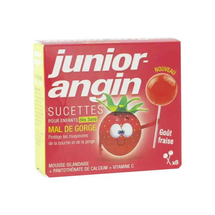 Junior Angin Mal di gola Gusto Fragola 8 lecca-lecca