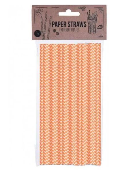 Party Collection Papirsugerør ZigZag Orange