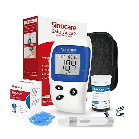 Sinocare Safe-Accu2 Kit Glucosa Glucómetro + 50 Tiras + Punción