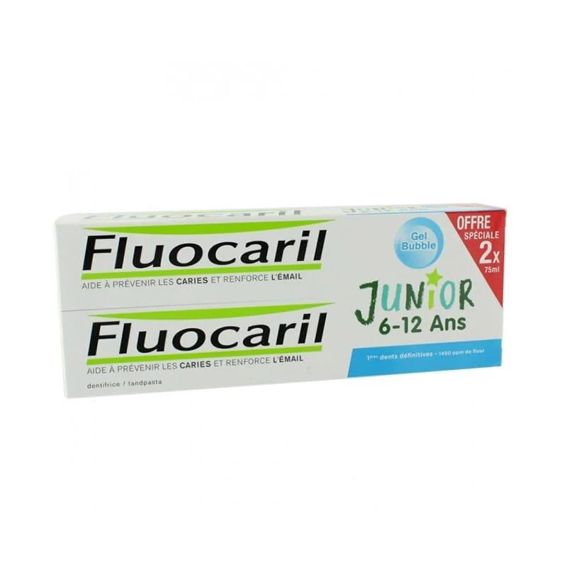 Fluocaril® Junior 6-12 anni Confezione Bubble Flavour dentifricio 2x 75ml