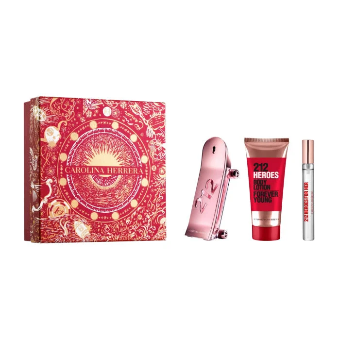 Carolina Herrera 212 Heroes For Her Eau De Perfume Spray 80ml Set 3 pezzi Christmas 2023
