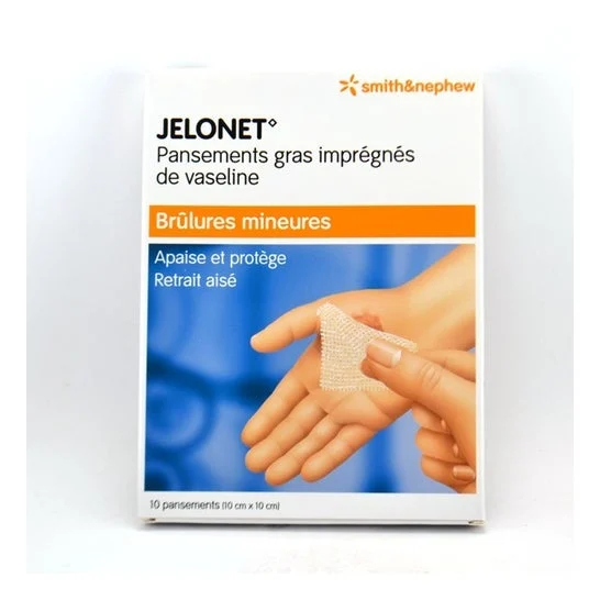 Jelonet 10 cm x 10 cm x 10 cm scatola di 10 medicazioni