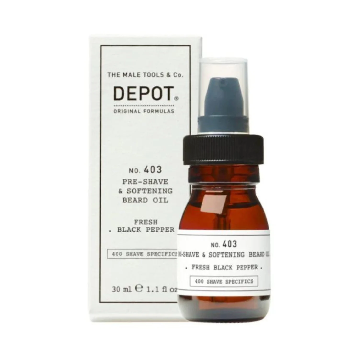 Depot numero 403 Olio da barba prebarba Pepe nero fresco 30 ml