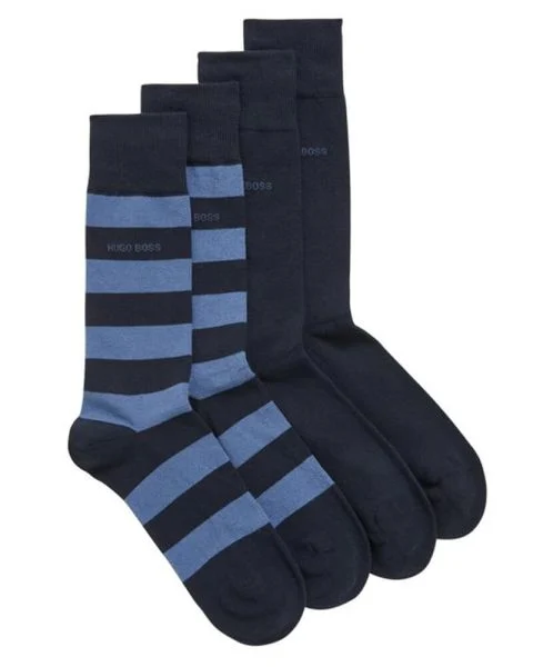 Boss Hugo Boss 2-pack strømper str. 39-42 - Block Stripe blå