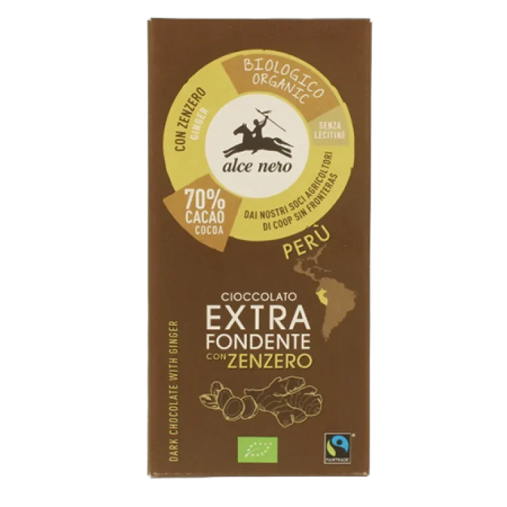 Alce nero spa Cioccolato Extra 70% Fondente Con Zenzero Biologico Alce Nero 50g