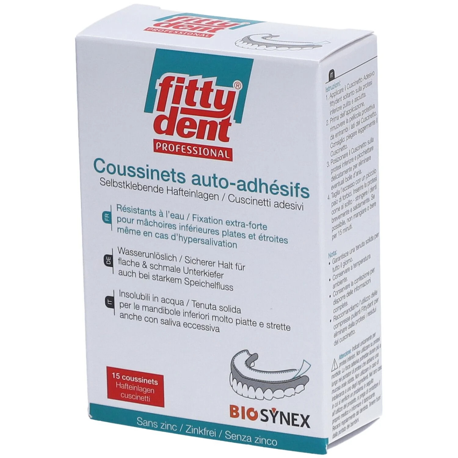 Fitty Dent Professionnel Cuscinetti Adesivi Fissaggio Extra Forte x15
