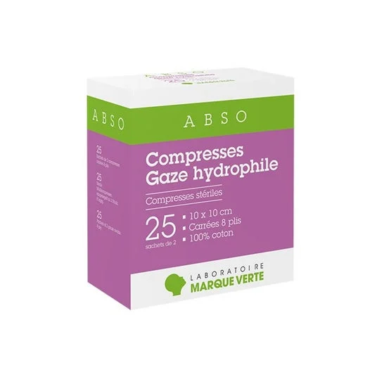 Abso Compresse Stérile Gaze Hydrophile 10x10cm 25 Bustine