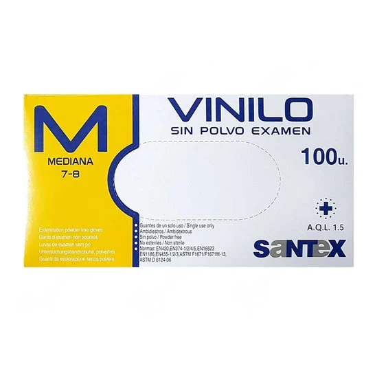 Santex Transparent Vinyl Gloves Medium 100 pz