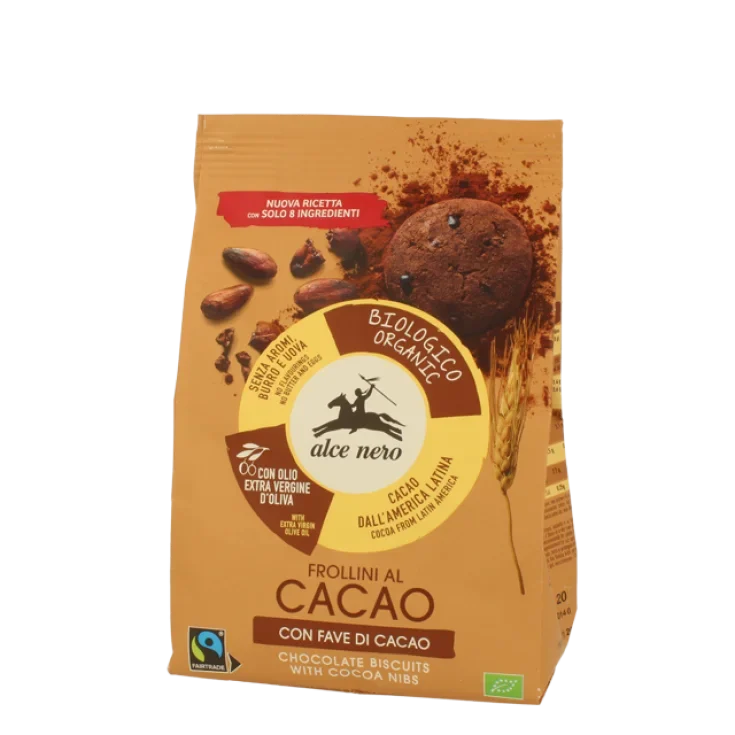 Alce nero Frollini Al Cacao Con Fave Di Cacao Biologici Alce Nero 250g