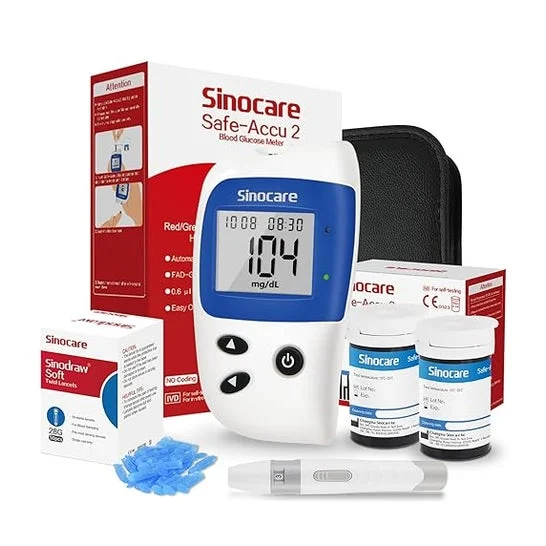 Sinocare Safe-Accu2 Kit Glucómetro + 50 Tiras + Disposit Punción
