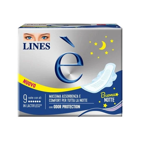 Lines E Assorbenti Lactifless Notte con Ali 9 Unità