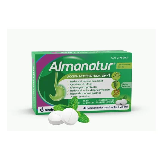 Almanatur Acción Multisíntoma 5 en 1 40 comprimidos masticables menta