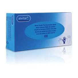 Guanti da test Alvita in nitrile senza polvere nuovo T-M 100uds