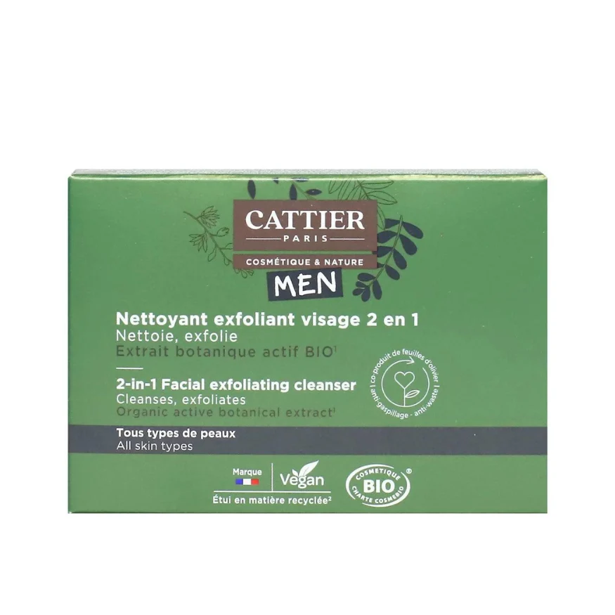 Cattier Uomo Detergente Esfoliante 2 in 1 - Solido Bio 85g