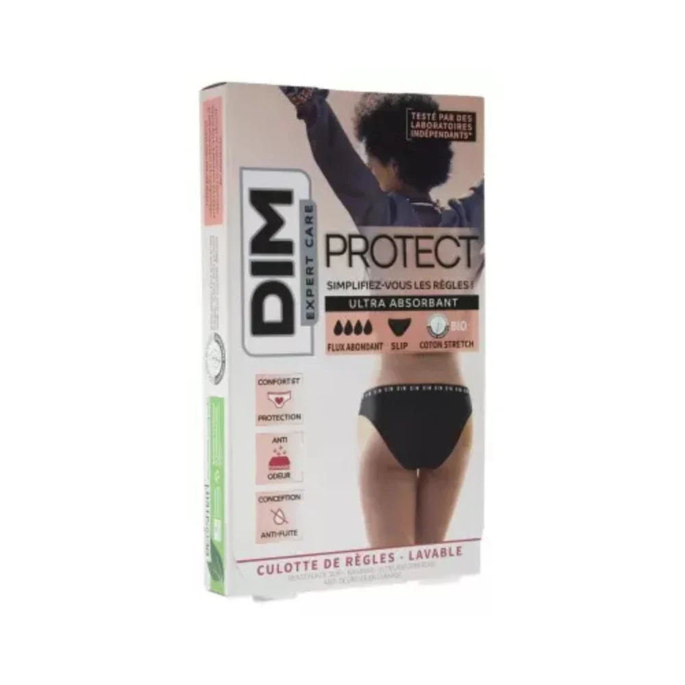 Dim Protect - Mutandine Mestruali Lavabili - Nere - Flusso Abbondante - Taglia 32/34
