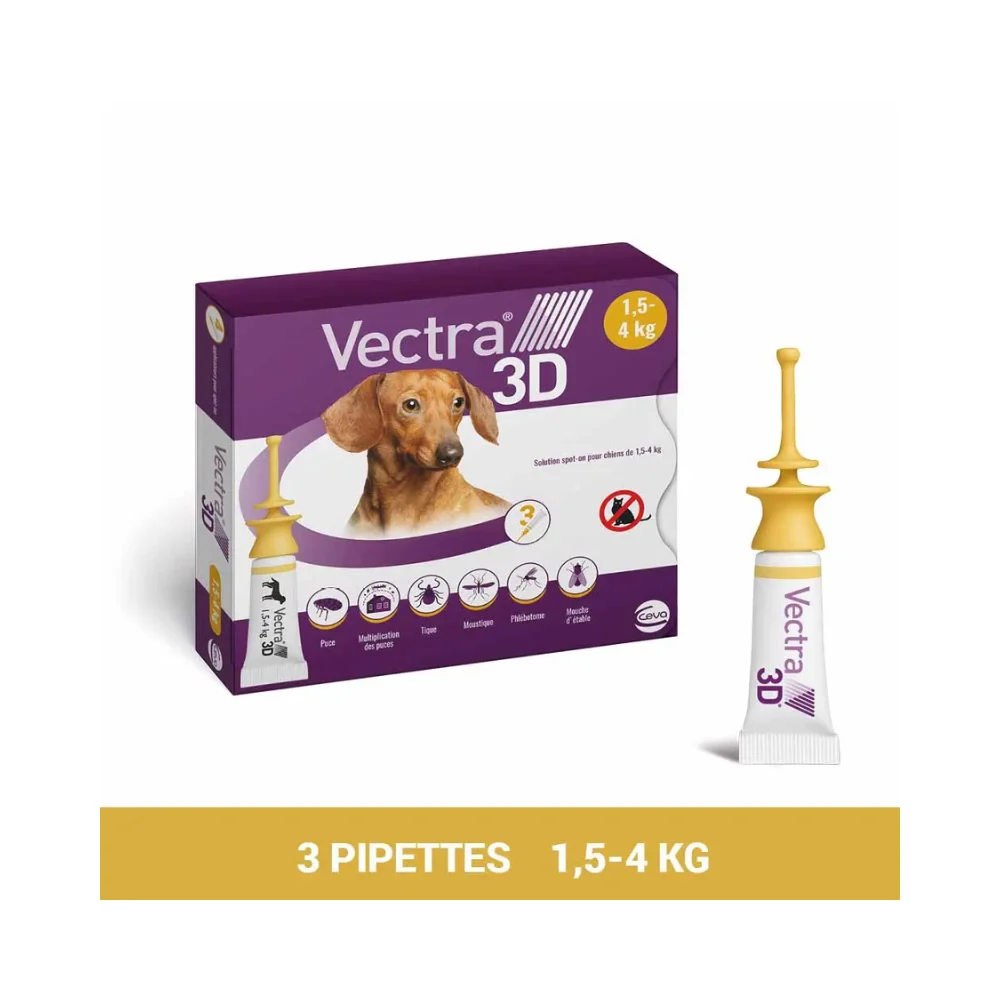 Ceva Vectra 3D Soluzione spot-on per cani 1,5-4 kg 3 pipette