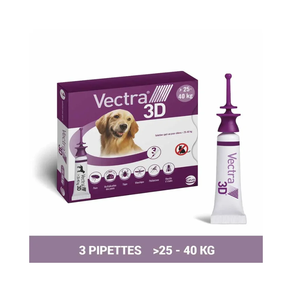 Ceva Vectra 3D Soluzione spot-on per cani >25-40kg 3 pipette