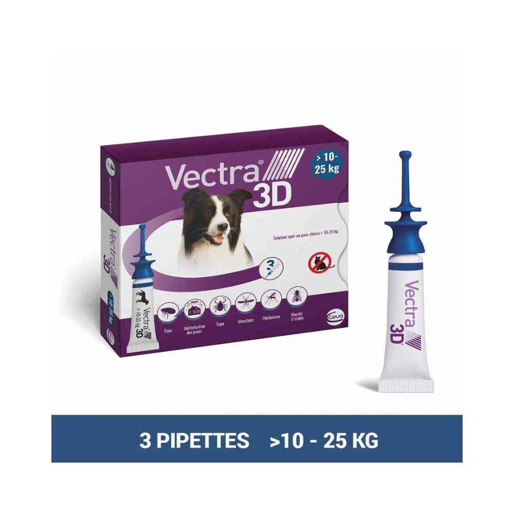Ceva Vectra 3D Soluzione spot-on per cani >10-25kg 3 pipette
